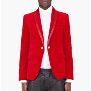 I need 100% authentic Balmain Red Velvet Blazer